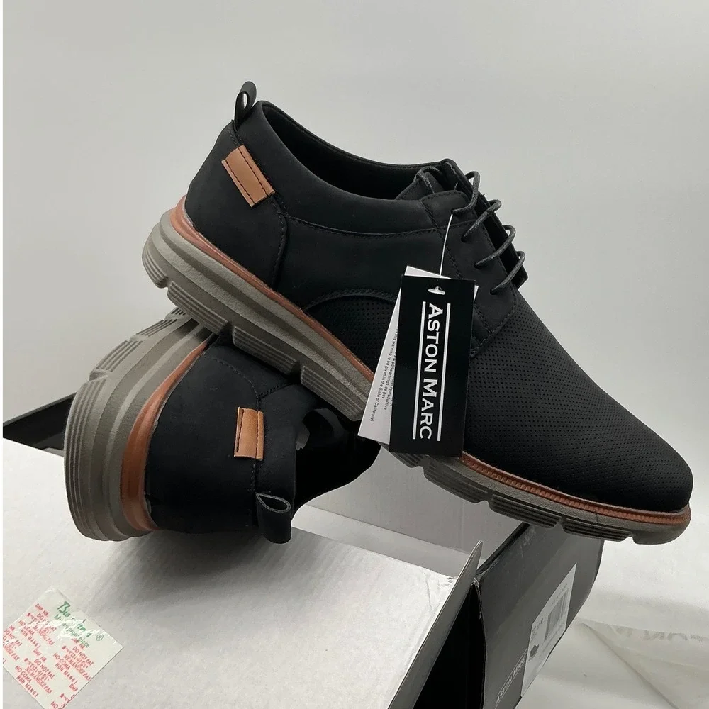 Aston Marc Eglon-01 Mens Black Perforated Hybrid Dress Sneakers Size 12 H-7112